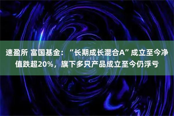 速盈所 富国基金：“长期成长混合A”成立至今净值跌超20%，旗下多只产品成立至今仍浮亏